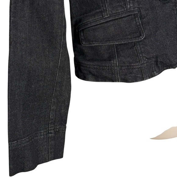 Ann Taylor LOFT Size 8 Denim Cotton Blend Black Jean Blazer Jacket - Picture 6 of 14